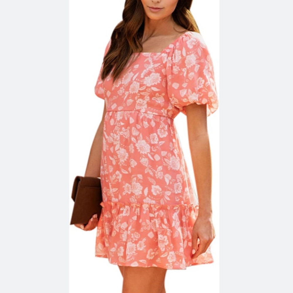 Blu Pepper Pink and White Ruffled Mini Sundress